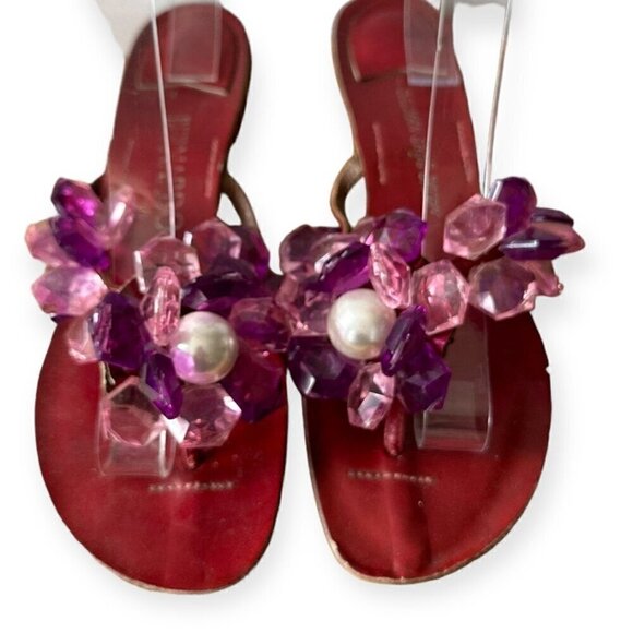 Vintage Bernardo for Delman Flat Sandals with Lucite Ornaments, Size 7 - Picture 9 of 11
